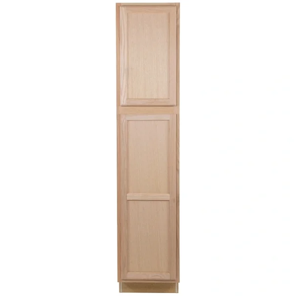 Project Source Oak Brook 18-in W x 84-in H x 23.75-in D Natural Unfinished Oak Pantry Fully Assembled Cabinet (Flat Panel Square Door Style)