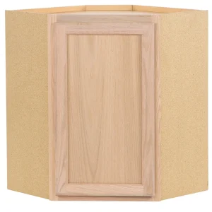 Project Source Oak Brook 24-in W x 30-in H x 12-in D Natural Unfinished Oak Diagonal Corner Wall Fully Assembled Cabinet (Flat Panel Square Style)