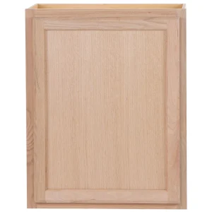 Project Source Oak Brook 24-in W x 30-in H x 12-in D Natural Unfinished Oak Wall Fully Assembled Cabinet (Flat Panel Square Door Style)
