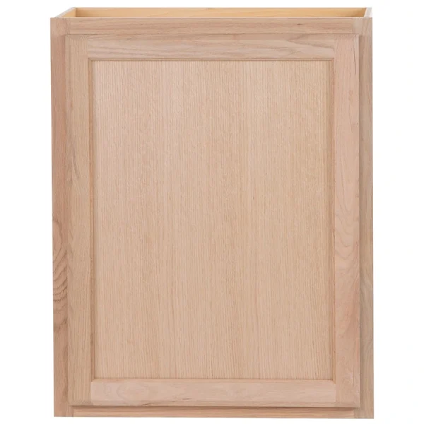 Project Source Oak Brook 24-in W x 30-in H x 12-in D Natural Unfinished Oak Wall Fully Assembled Cabinet (Flat Panel Square Door Style)