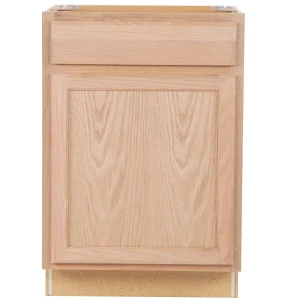 Project Source Oak Brook 24-in W x 35-in H x 23.75-in D Natural Unfinished Oak 1-Drawer Base Fully Assembled Cabinet (Flat Panel Square Style)