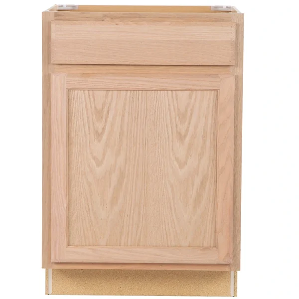 Project Source Oak Brook 24-in W x 35-in H x 23.75-in D Natural Unfinished Oak 1-Drawer Base Fully Assembled Cabinet (Flat Panel Square Style)