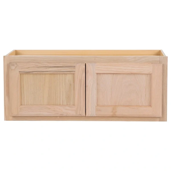 Project Source Oak Brook 30-in W x 12-in H x 12-in D Natural Unfinished Oak Wall Fully Assembled Cabinet (Flat Panel Square Door Style)
