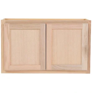Project Source Oak Brook 30-in W x 18-in H x 12-in D Natural Unfinished Oak Wall Fully Assembled Cabinet (Flat Panel Square Door Style)