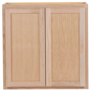 Project Source Oak Brook 30-in W x 30-in H x 12-in D Natural Unfinished Oak Wall Fully Assembled Cabinet (Flat Panel Square Door Style)