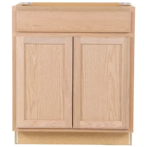 Project Source Oak Brook 30-in W x 35-in H x 23.75-in D Natural Unfinished Oak 1-Drawer Base Fully Assembled Cabinet (Flat Panel Square Style)