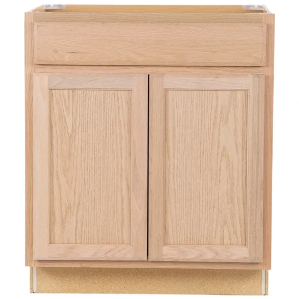 Project Source Oak Brook 30-in W x 35-in H x 23.75-in D Natural Unfinished Oak 1-Drawer Base Fully Assembled Cabinet (Flat Panel Square Style)