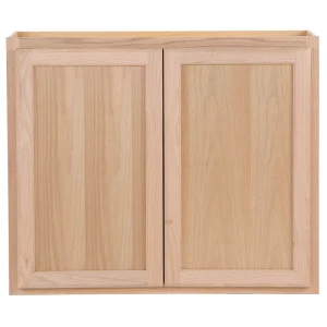 Project Source Oak Brook 36-in W x 30-in H x 12-in D Natural Unfinished Oak Wall Fully Assembled Cabinet (Flat Panel Square Door Style)
