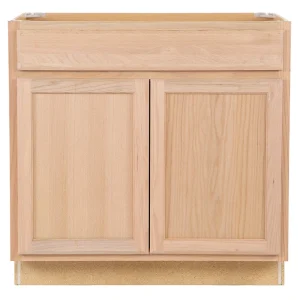 Project Source Oak Brook 36-in W x 35-in H x 23.75-in D Natural Unfinished Oak 1-Drawer Base Fully Assembled Cabinet (Flat Panel Square Style)
