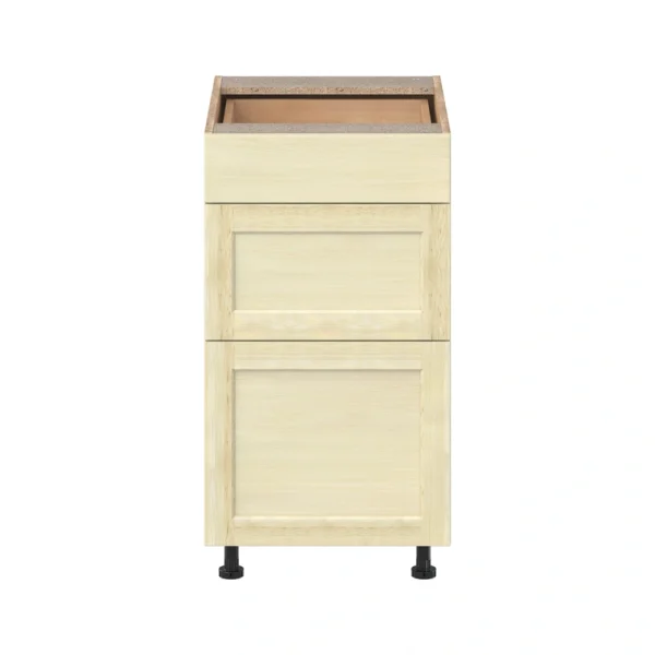 Project Source Omaha Unfinished 18-in W x 34.5-in H x 24.5-in D Unfinished Poplar 3-Drawer Base Ready To Assemble Cabinet (Recessed Panel Style)