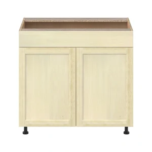 Project Source Omaha Unfinished 36-in W x 34.5-in H x 24.5-in D Unfinished Poplar Sink Base Ready To Assemble Cabinet (Recessed Panel Shaker Style)