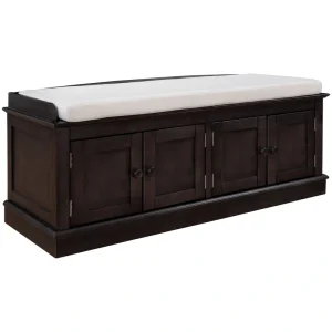 Qualler Modern Espresso Storage Bench 42.7-in x 16-in x 17.4-in