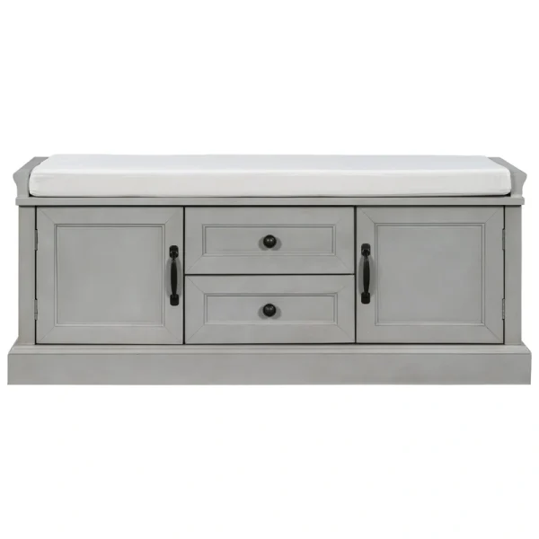 Qualler Modern Gray Wash Storage Bench with Storage 42.5-in x 15.9-in x 17.5-in