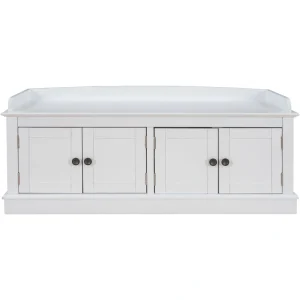 Qualler Modern White Storage Bench 42.7-in x 16-in x 17.4-in