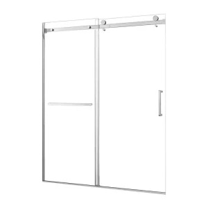 RAINLEX 56 in. to 60 in. W x 75 in. H Sliding Semi-Frameless Shower Door in Brushed Nickel Finish with Clear Glass