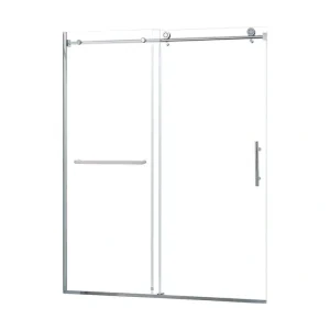 RAINLEX 56 in. to 60 in. W x 75 in. H Sliding Semi-Frameless Shower Door in Chrome Finish with Clear Glass