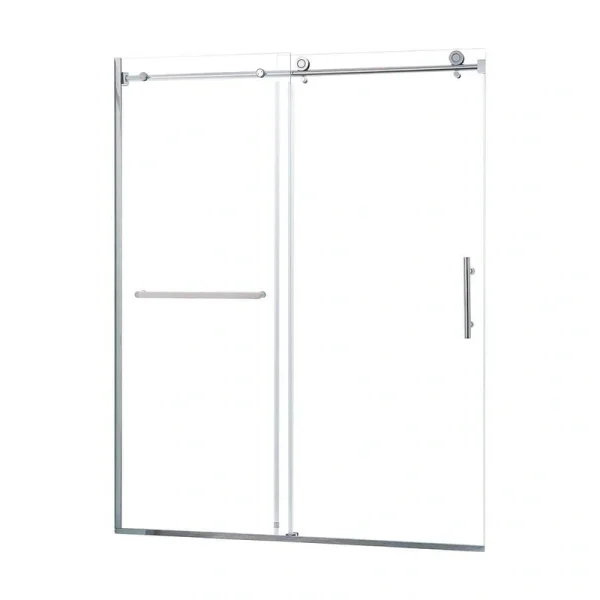 RAINLEX 56 in. to 60 in. W x 75 in. H Sliding Semi-Frameless Shower Door in Chrome Finish with Clear Glass