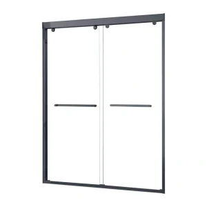 RAINLEX 56 in. to 60 in. W x 76 in. H Sliding Framed Shower Door in Matte Black Finish with Clear Glass