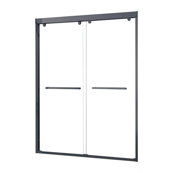 RAINLEX 56 in. to 60 in. W x 76 in. H Sliding Framed Shower Door in Matte Black Finish with Clear Glass