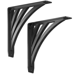 Ravenel Designer 10 in. L Black Iron Heavy Duty Shelf Bracket (2-Pack) T726935633