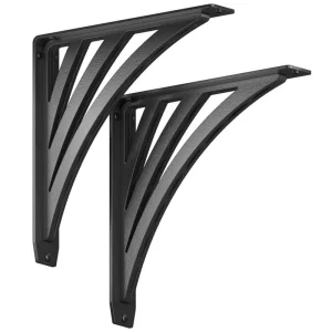 Ravenel Designer 12 in. L Black Iron Heavy Duty Shelf Bracket (2-Pack) T726936361