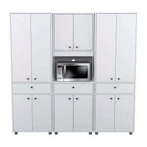 Ready to Assemble 71 in. W x 70.5 in. H x 17 in. D Kitchen Storage Utility Cabinet in White (3-Piece)