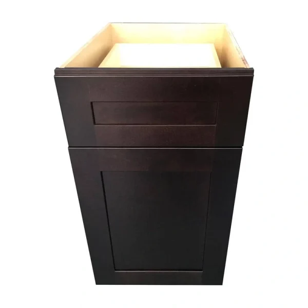 Ready to Assemble 9 in. x 34.5 in. x 24 in. Shaker Base Cabinet with 1-Door and 1-Drawer in Espresso