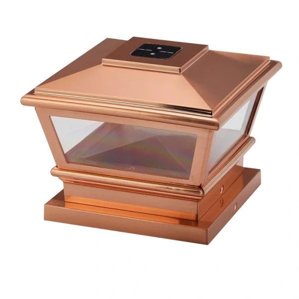RELIABILT 4-in x 4-in 5-Lumen Copper Solar LED Outdoor Post Cap Light (5000 K)