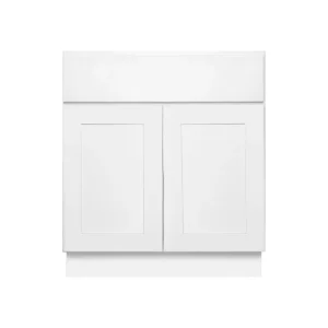 RELIABILT Fairplay 30-in W x 34.5-in H x 24-in D White Sink Base Ready To Assemble Plywood Cabinet (Recessed Panel Shaker Style)