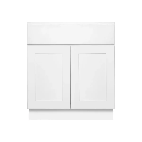 RELIABILT Fairplay 30-in W x 34.5-in H x 24-in D White Sink Base Ready To Assemble Plywood Cabinet (Recessed Panel Shaker Style)