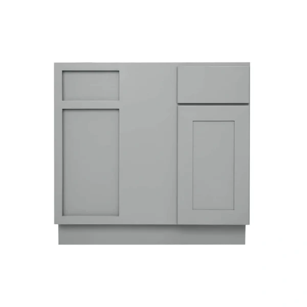 RELIABILT Overlake 36-in W x 34.5-in H x 24-in D Gray Blind 1-Drawer Corner Base Ready To Assemble Plywood Cabinet (Recessed Panel Shaker Style)