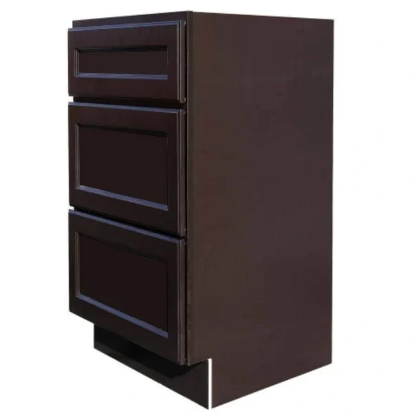 RELIABILT Parkstone 12-in W x 34.5-in H x 24-in D Espresso 3-Drawer Base Fully Assembled Plywood Cabinet (Flat Panel Style)