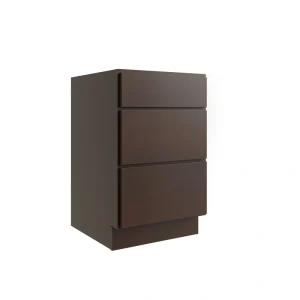 RELIABILT Parkstone 18-in W x 34.5-in H x 24-in D Espresso 3-Drawer Base Fully Assembled Plywood Cabinet (Flat Panel Style) T726918544