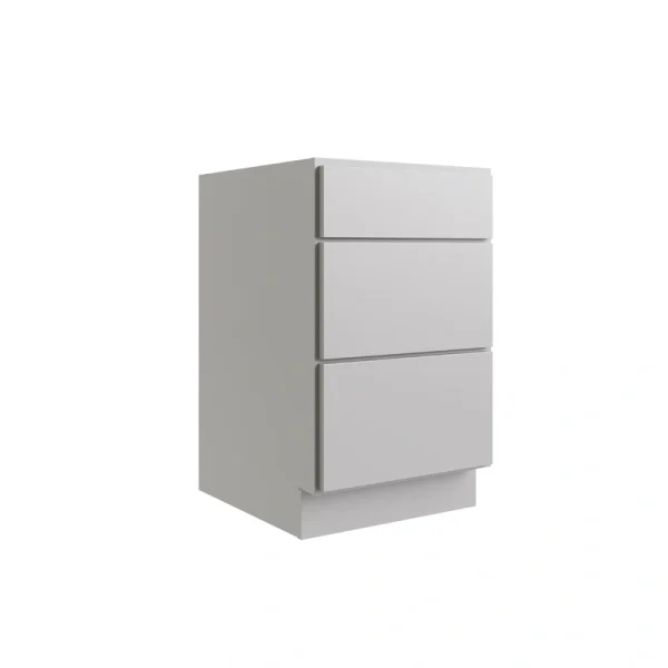 RELIABILT Parkstone 18-in W x 34.5-in H x 24-in D Grey 3-Drawer Base Fully Assembled Plywood Cabinet (Flat Panel Style) T726918340