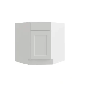 RELIABILT Parkstone 32-in W x 34.5-in H x 24-in D White Diagonal Corner Base Fully Assembled Plywood Cabinet (Flat Panel Shaker Style)