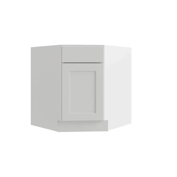 RELIABILT Parkstone 32-in W x 34.5-in H x 24-in D White Diagonal Corner Base Fully Assembled Plywood Cabinet (Flat Panel Shaker Style)