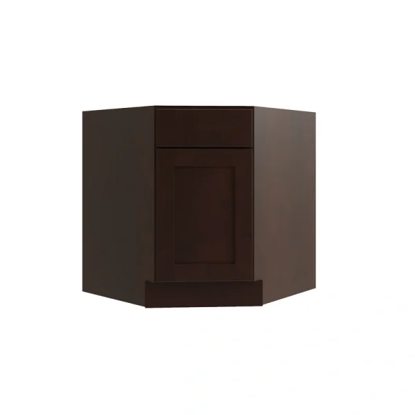 RELIABILT Parkstone 36-in W x 34.5-in H x 24-in D Espresso Diagonal Sink Base Fully Assembled Plywood Cabinet (Flat Panel Shaker Style)