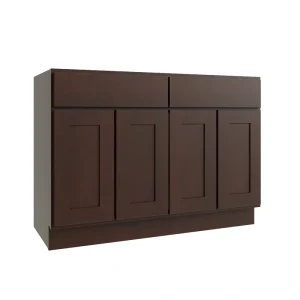 RELIABILT Parkstone 48-in W x 34.5-in H x 24-in D Espresso 2-Drawers Base Fully Assembled Plywood Cabinet (Flat Panel Shaker Style) T726918443
