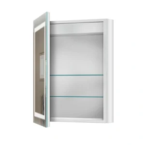 Renin 20-in x 27.5-in Rectangle Corner Mirrored Medicine Cabinet with Lights
