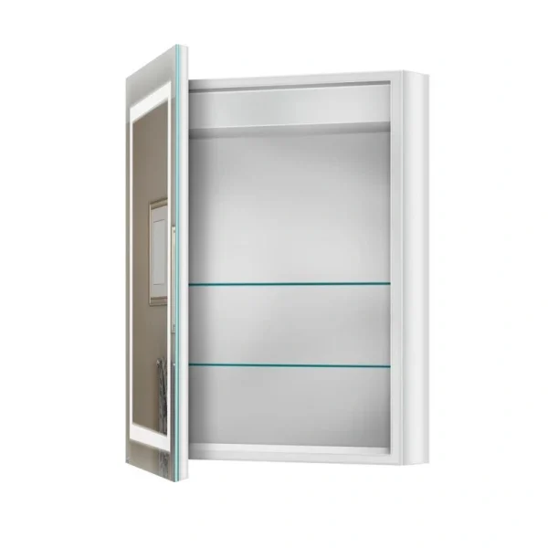 Renin 20-in x 27.5-in Rectangle Corner Mirrored Medicine Cabinet with Lights