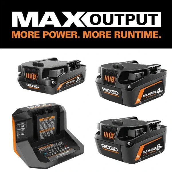 RIDGID 18V 2.0 Ah, 4.0 Ah, 6.0 Ah Lithium-Ion Battery and Charger Starter Kit
