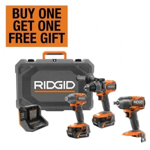 RIDGID 18V Brushless 2-Tool Combo Kit with 6.0 Ah & 4.0 Ah MAX Output Batteries, Charger, Hard Case, & 1/2 in. Impact Wrench