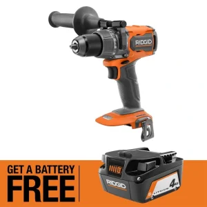 RIDGID 18V Brushless Cordless 1/2 in. High Torque Hammer Drill/Driver with FREE 4.0 Ah Lithium-Ion Battery