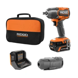 RIDGID 18V Brushless Cordless 1/2 in. Impact Wrench Kit with (1) 4.0 Ah Battery and Charger and Protective Boot