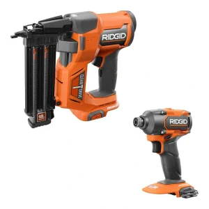 RIDGID 18V Brushless Cordless 18-Gauge 2-1/8 in. Brad Nailer with Brushless Cordless 3-Speed 1/4 in. Impact Driver (Tools Only)