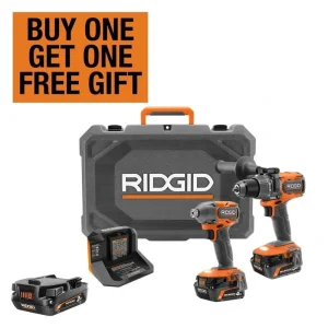 RIDGID 18V Brushless Cordless 2-Tool Combo Kit with 6.0Ah & 4.0Ah MAX Output Batteries, Charger, and 2.0 Ah Battery