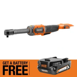 RIDGID 18V Brushless Cordless 3/8 in. Extended Reach Ratchet with FREE 2.0 Ah Lithium-Ion Battery