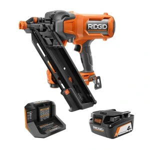 RIDGID 18V Brushless Cordless 30 Framing Nailer Kit w/ 4.0 Ah Battery and Charger with 18V Lithium-Ion 4.0 Ah Battery (2-Pack)