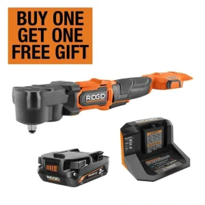 RIDGID 18V Brushless Cordless SubCompact 1/2 in. Right Angle Impact Wrench with with 2.0 Ah MAX Output Battery and Charger