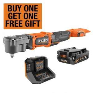 RIDGID 18V Brushless Cordless SubCompact 3/8 in. Right Angle Impact Wrench with 2.0 Ah MAX Output Battery and Charger
